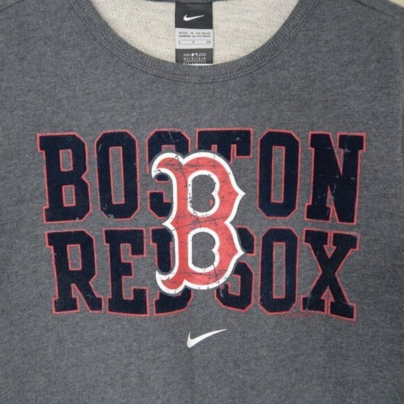 VTG Y2K Nike Boston Red Sox Sweatshirt Pullover Gray Center Swoosh Men's Small - Picture 2 of 12